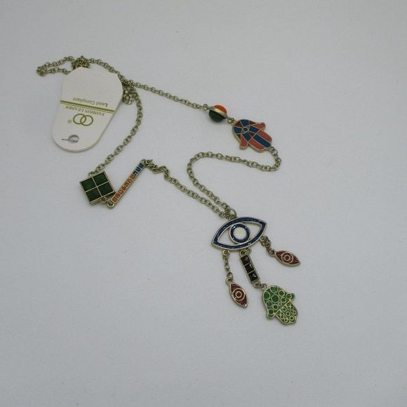 seeing Eye & Hand Hamsa Symbol Necklace Chain - Picture 2 of 4